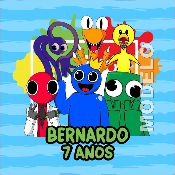 15 Adesivos Caixa Acrílica Rainbow Friends - Etiqueta - Rótulo Personalizado