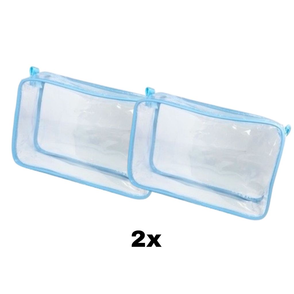 Imagem Kit com 2 necessaire Transparente 23x15 viagem, maquiagem, esmalte, organizadora, multiuso