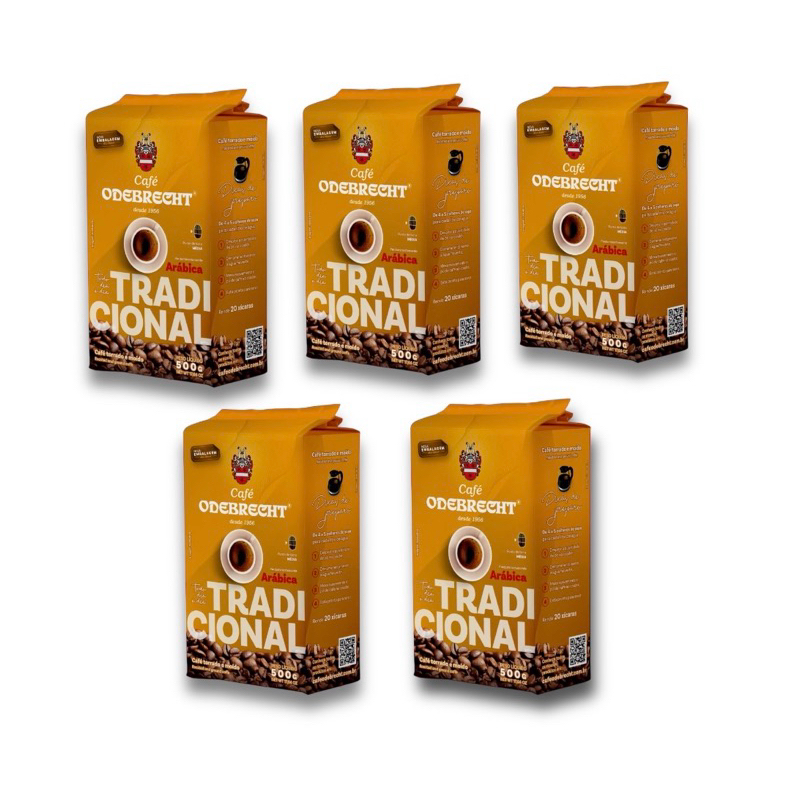Kit 5 Pacotes de Café Odebrecht Torrado e Moido Tradicional Predominantemente Arábica 500g - 5 x 500g