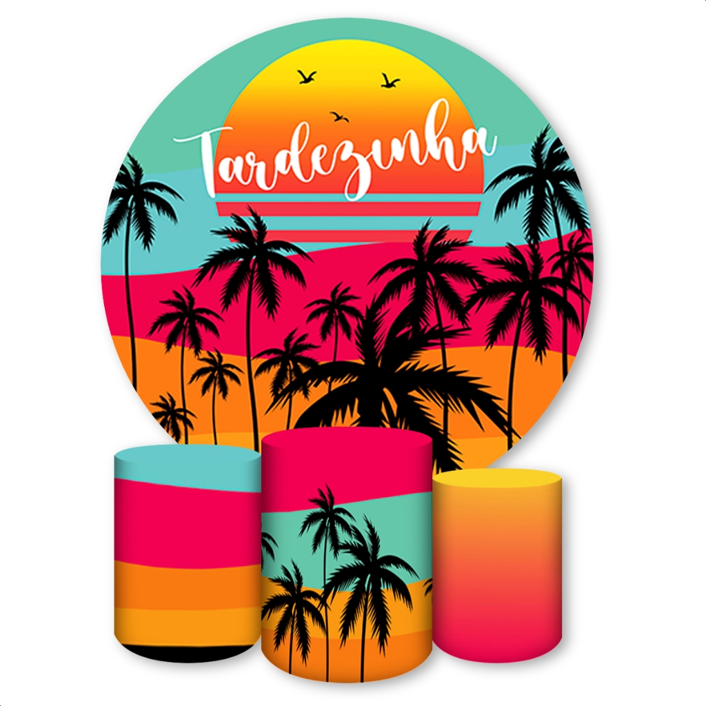 Kit Painel Redondo + Capas de Cilindro Sublimados Para Festa Tema Tardezinha em Oferta na Shopee