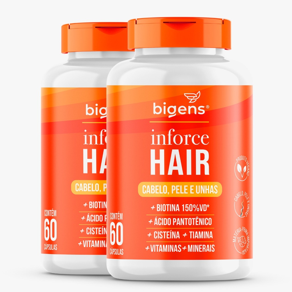 BIGENS KIT 2X INFORCE HAIR 60 CAPS BIOGENS em Oferta na Shopee