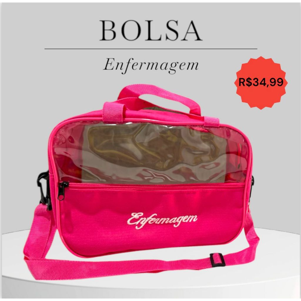 Bolsa Enfermagem Luxo Rosa Pink Personalizada Profissões Mais Vendida