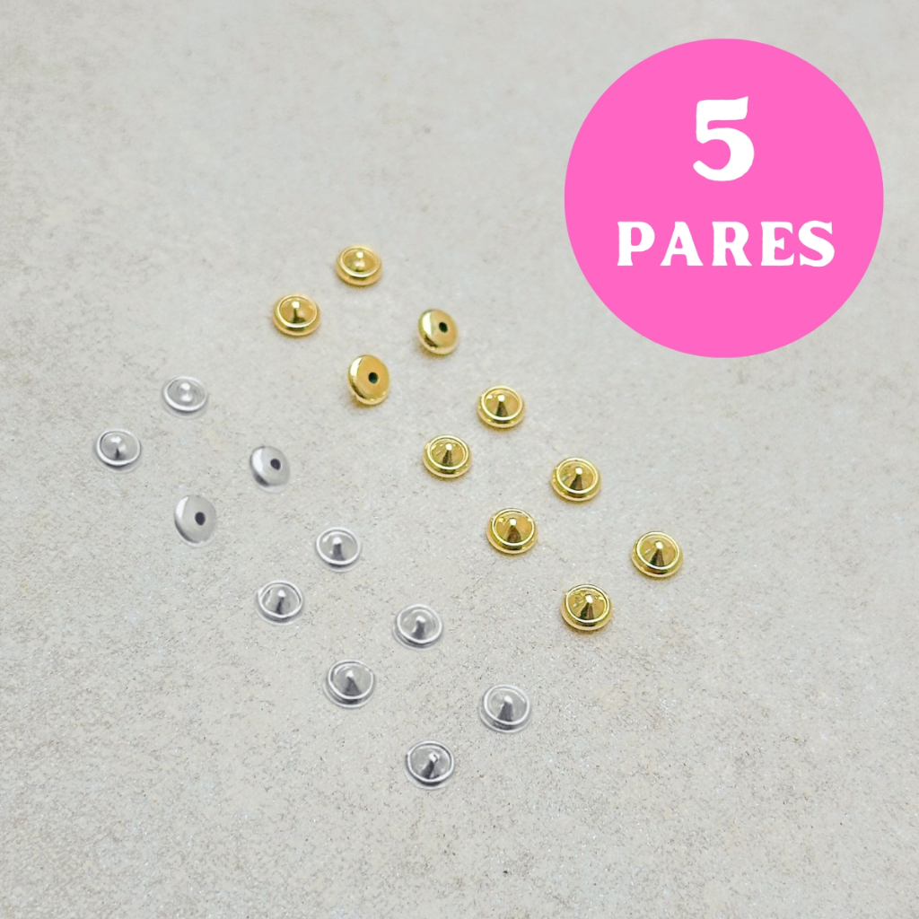 Kit 5 Pares Tarraxa Baby Criança Delicada Banhado Ouro 18k Anti Alérgico