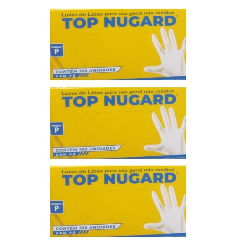 Luva de Procedimento de Látex com Pó Top Nugard - Kit com 3 Caixas