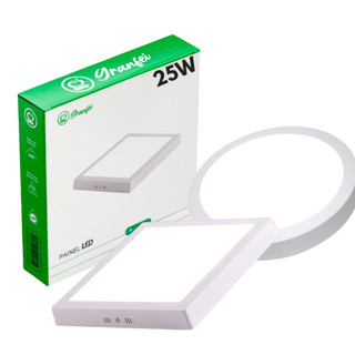 Luminária Painel Plafon Led 25w Sobrepor Quadrado Redondo Quente (3000K) Neutro (4000K) U…