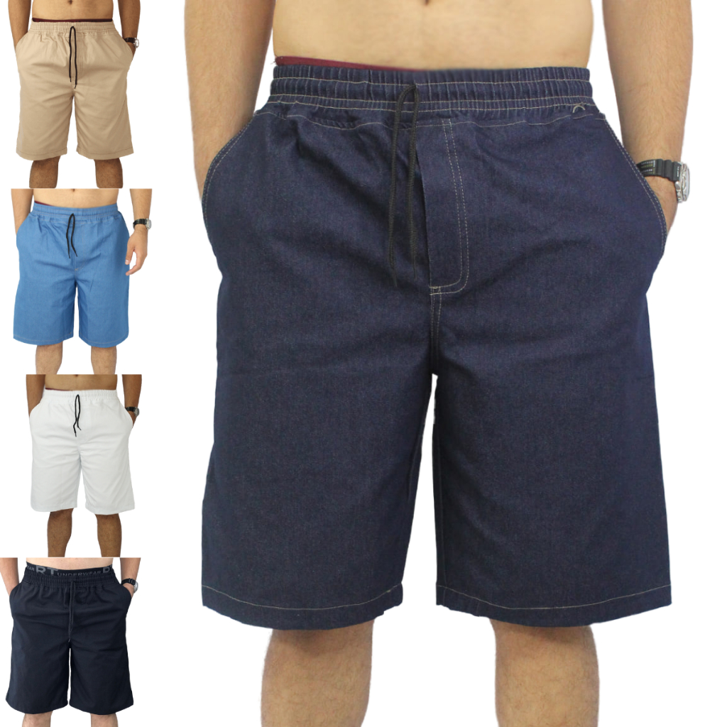 Bermuda Masculina Brim Lisa Com Quatro Bolsos Em Sarja - P ao GG Oferta