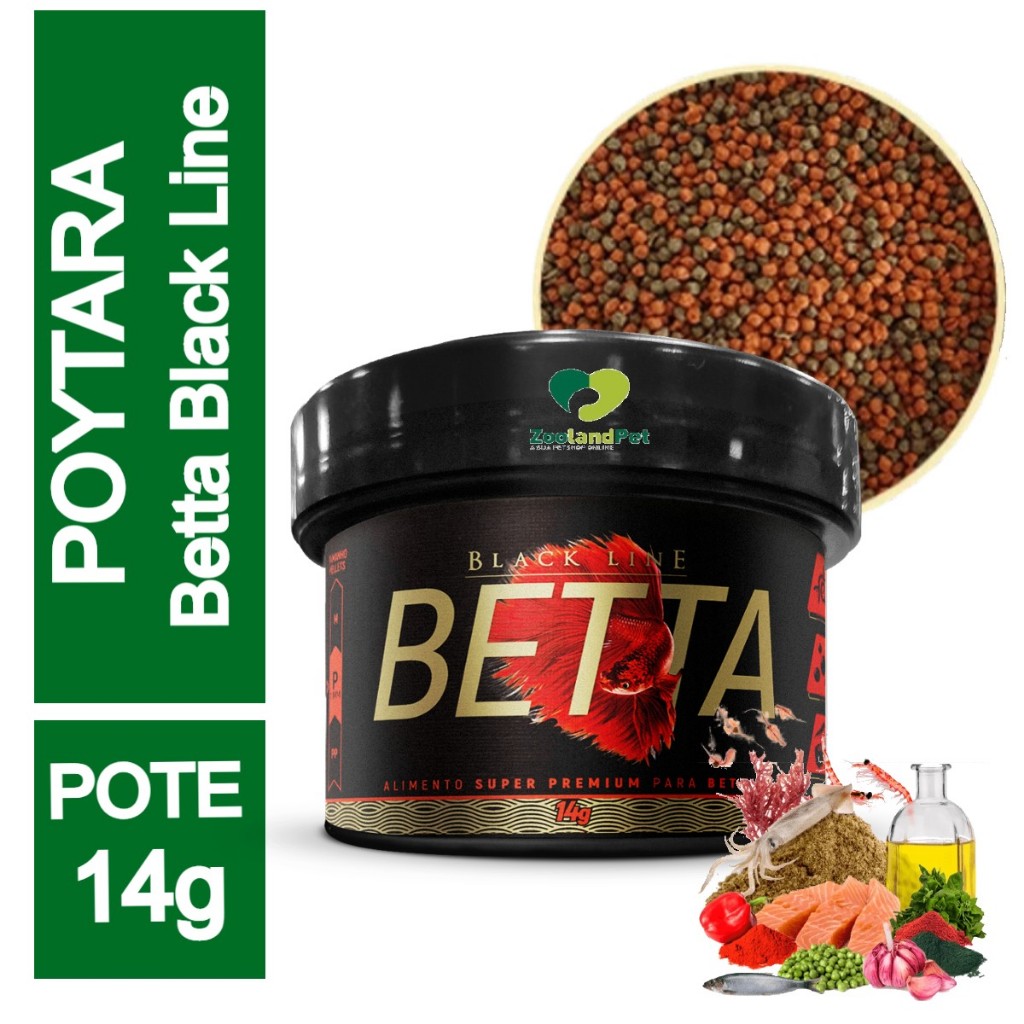 Ração para Peixe Betta Poytara Betta Black Pote 14gr.