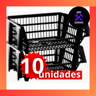 10 Cesto Empilhavel Expositor Organizador PRETO BLACK em Oferta na Shopee