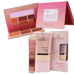 Kit Base Matte + Corretivo Instant PH5005 + Paleta de Contorno Touch PH7005 PhálleBeauty