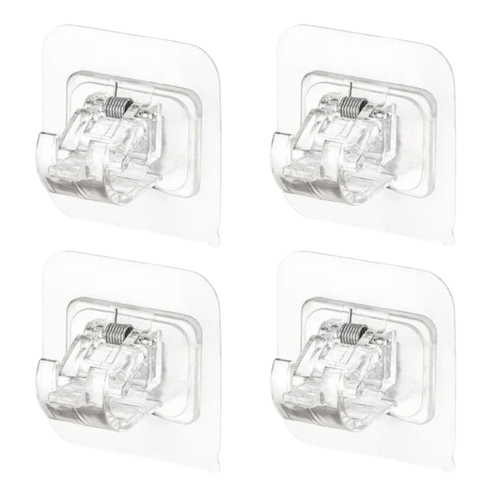 Suporte Adesivo Varão Cortina Haste Gancho Kit 4un Sem Furos