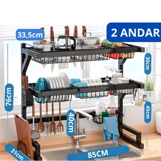 Escorredor De Louças Organizador Aço Inoxidável Com Porta Copos e Porta Talher Para Pia em Oferta na Shopee