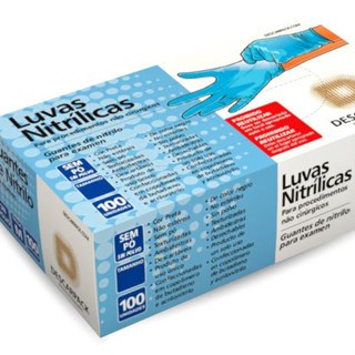 Luva Nitrílica Azul Sem Pó Descartável C/100 Unidades Anvisa PP.P.M.G em Oferta na Shopee
