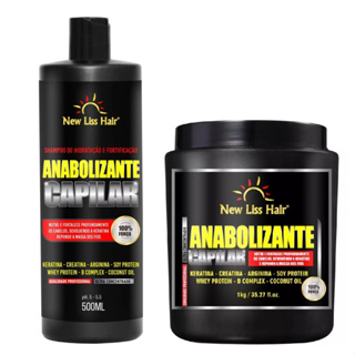 kit anabolizante capilar shampoo 500ml e mascara 1kg new liss hair Acelera o Crescimento em Oferta na Shopee
