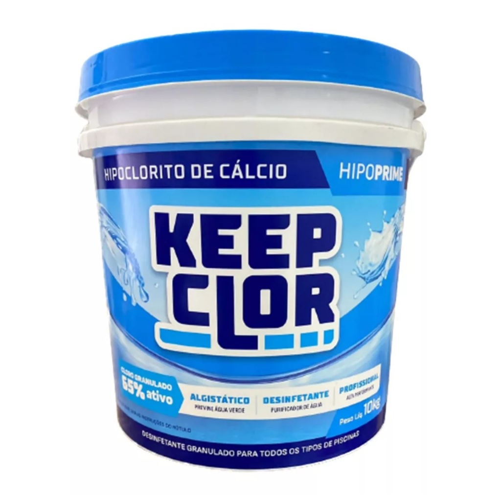 Keep Clor Cloro Para Piscina Concentrado Hipoclorito de Calcio 65% Balde 10kg