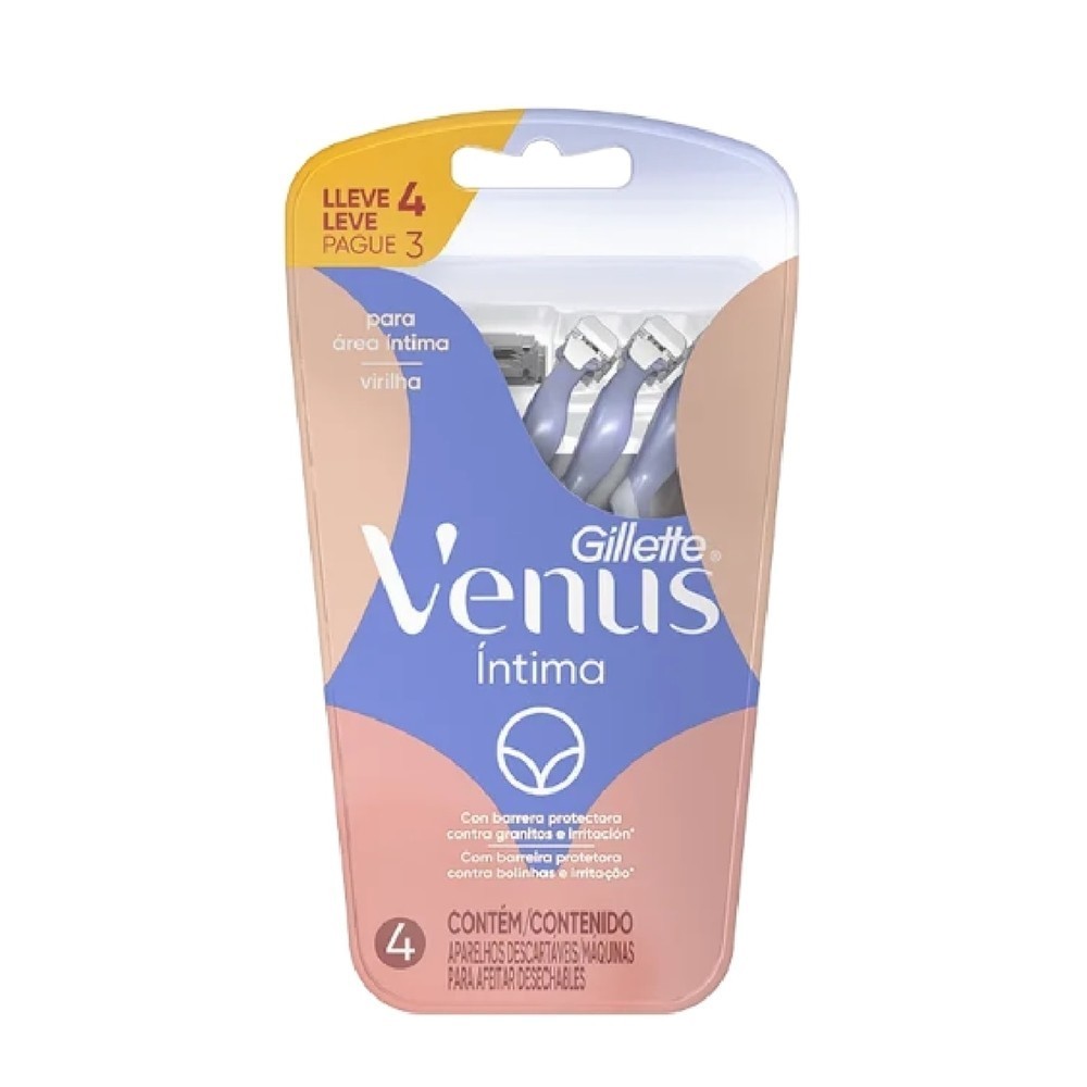 Aparelho de Depilar Descartavel Gillette Venus Intima 4 Unidades