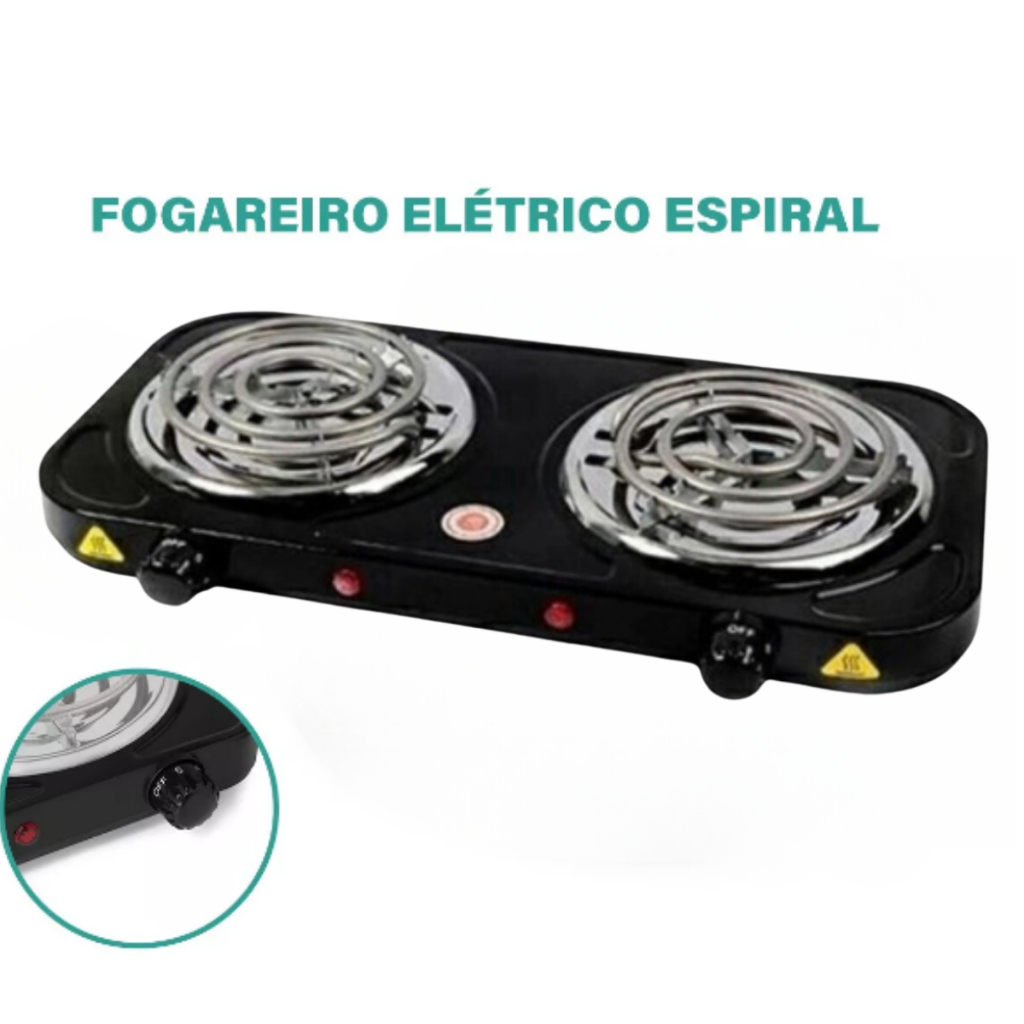 Fogão Cooktop Fogareiro Elétrico 2 Bocas Portátil 110 E 220v