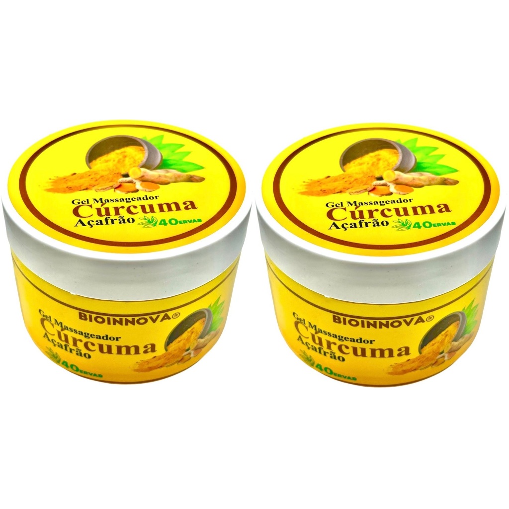 Kit 2 Gel Massageador Cúrcuma Açafrão 40 Ervas 250g - Bioinnova