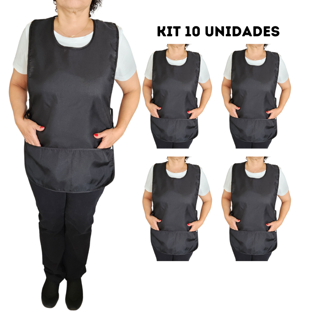 10 Bata Avental Jaleco Uniforme Amarra Na Laretal Frente E Costas em Oferta na Shopee