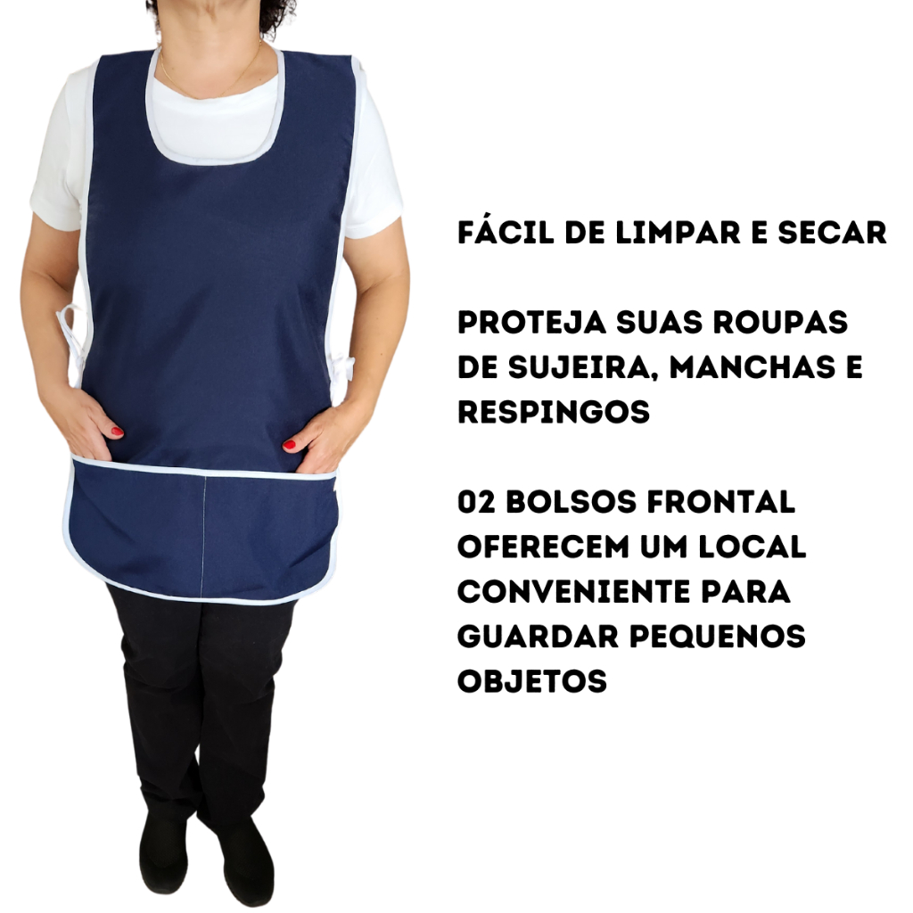 Detalhes do 05 Kit Avental Bata Jaleco Feminino Uniforme Com 2 Bolsos
