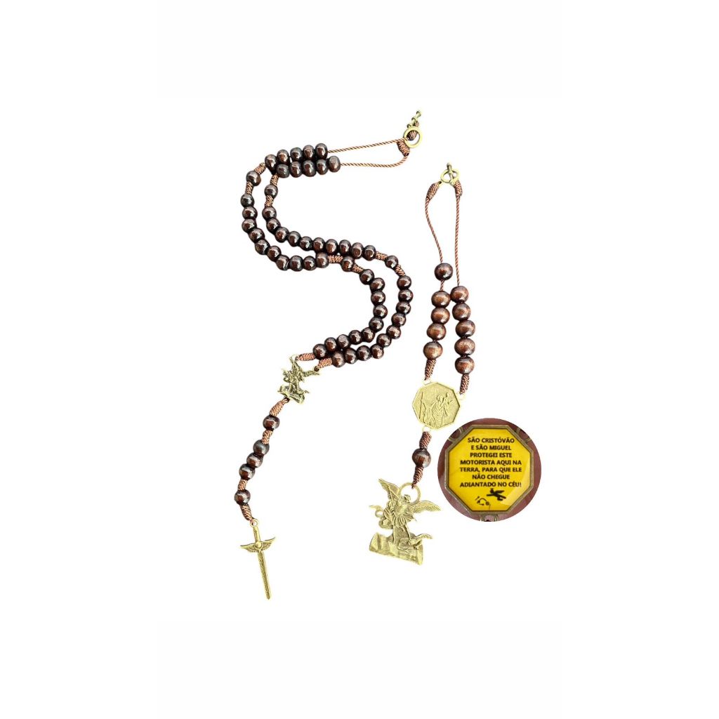 Kit terço Católico de São Miguel Arcanjo + Dezena com oração de São Miguel Arcanjo e São Cristóvão