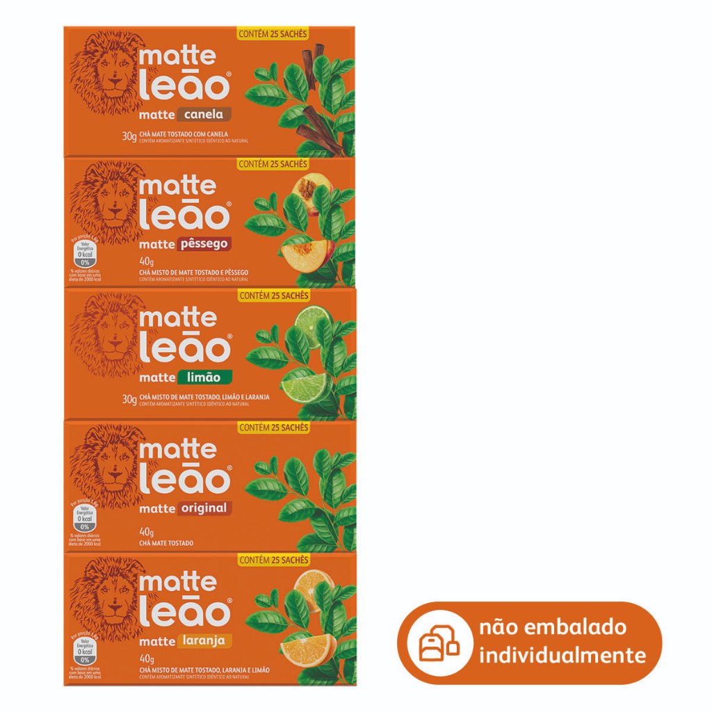 Combo Chá Matte Leão Laranja - 4 Caixas 100 Sachês