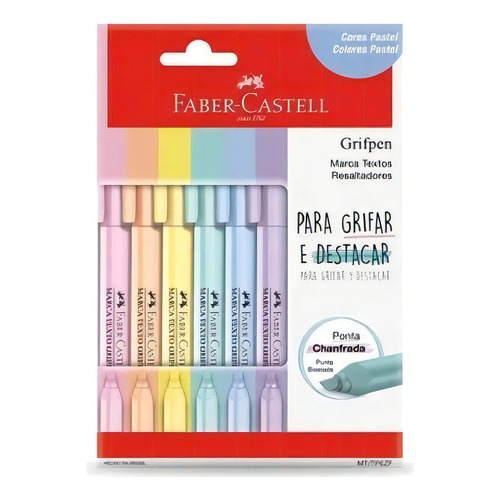 Caneta Marca Texto Grifpen 6 Cores Pastel - Faber-Castell em Oferta na Shopee