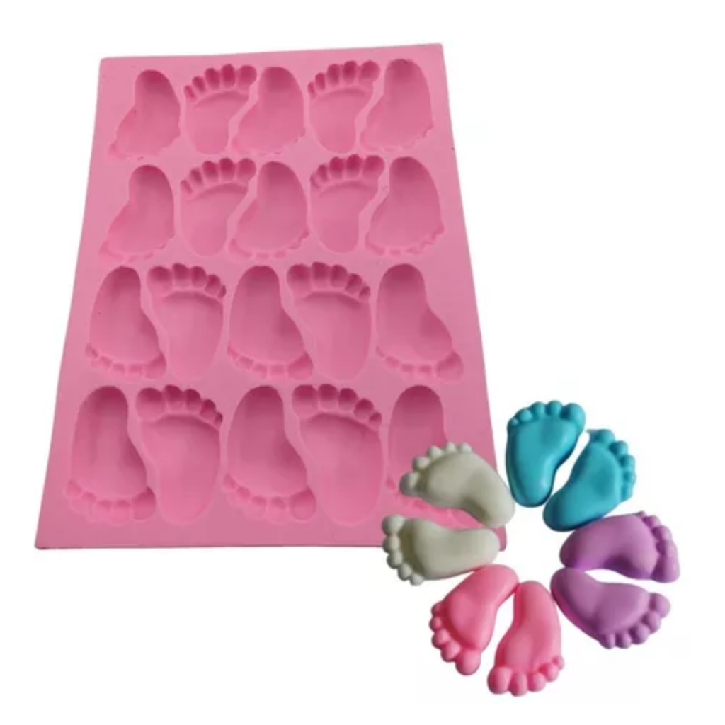Forma Molde Silicone Sabonete Biscuit Resina - Biscuit Pezinho 20 cav
