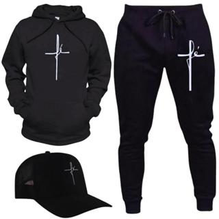 Conjunto Moletom Flanelado Fé Religião Gospel Blusa Calça Boné Unissex Oferta em Oferta na Shopee