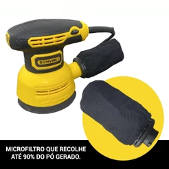 Lixadeira Elétrica Orbital 300W 220V 5 Polegadas Com Coletor de Pó Aplicável Madeira Metal