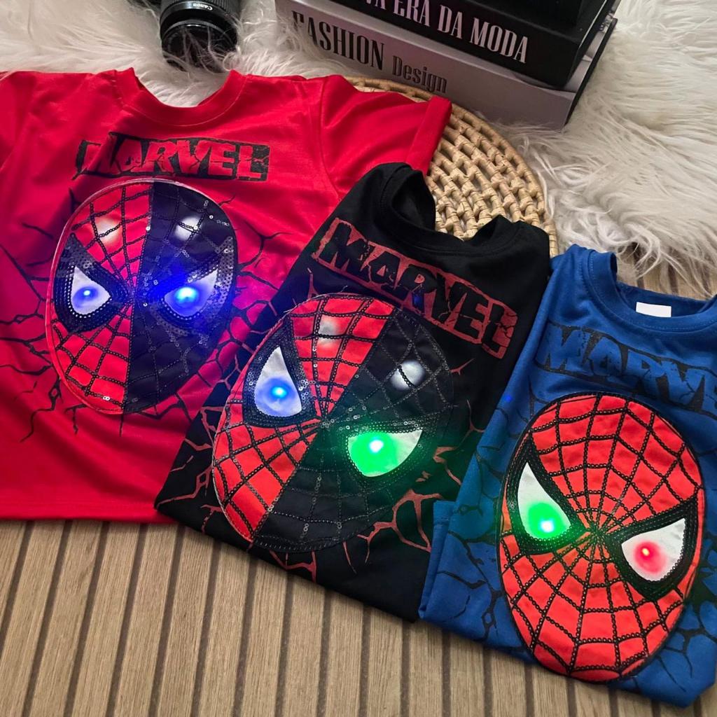 CAMISETA LED PROVA D`ÀGUA PERSONAGENS CRIANÇA PRESENTES
