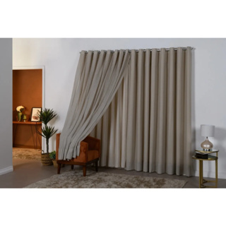 Cortina Gaze De Linho 6,00x2,30 Com Forro Para Sala Quarto E Escritório em Oferta na Shopee
