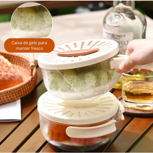 Cesto De Drenagem Com Cabo Dobrável Tampa De Legumes De Grande Capacidade Para Lavagem De Frutas