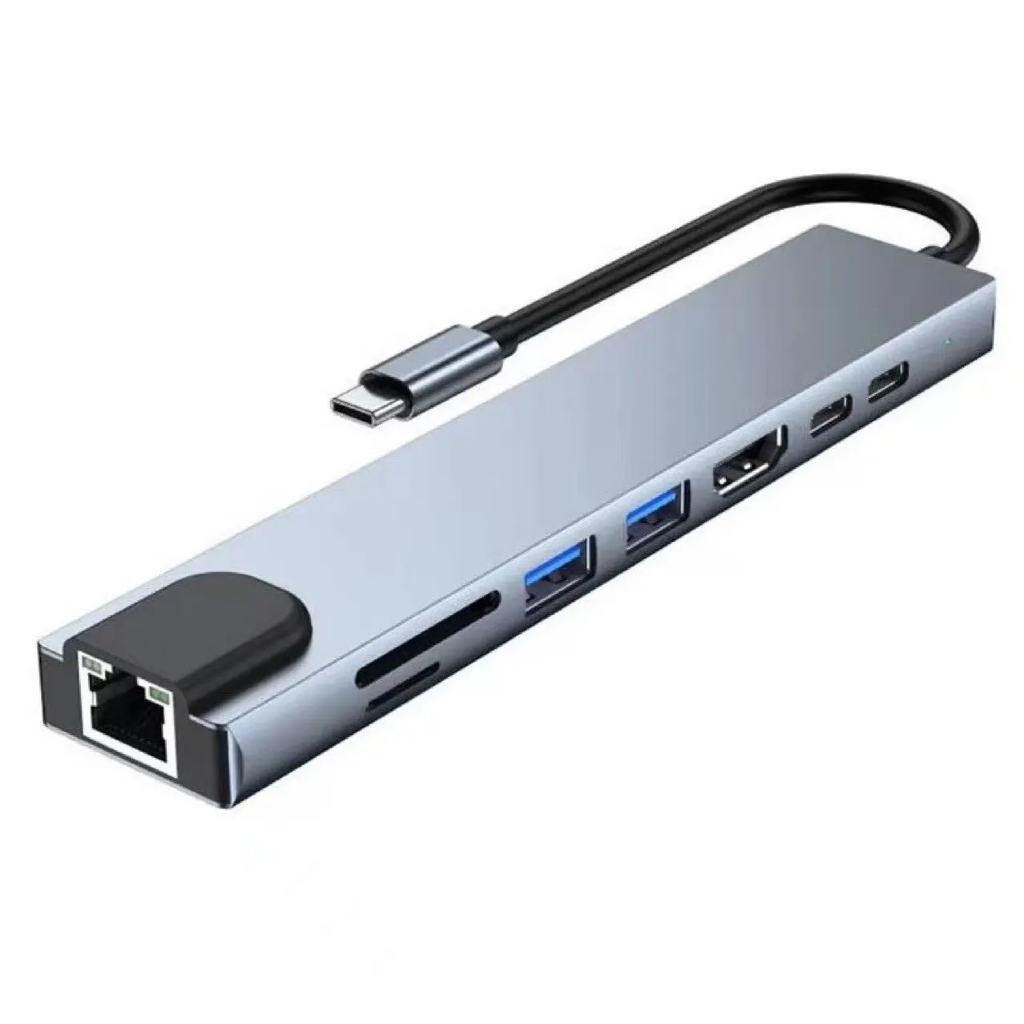 Adaptador 8 Em 1 Usb C /hdmi Lan Sd Macbook iMac Pro Air