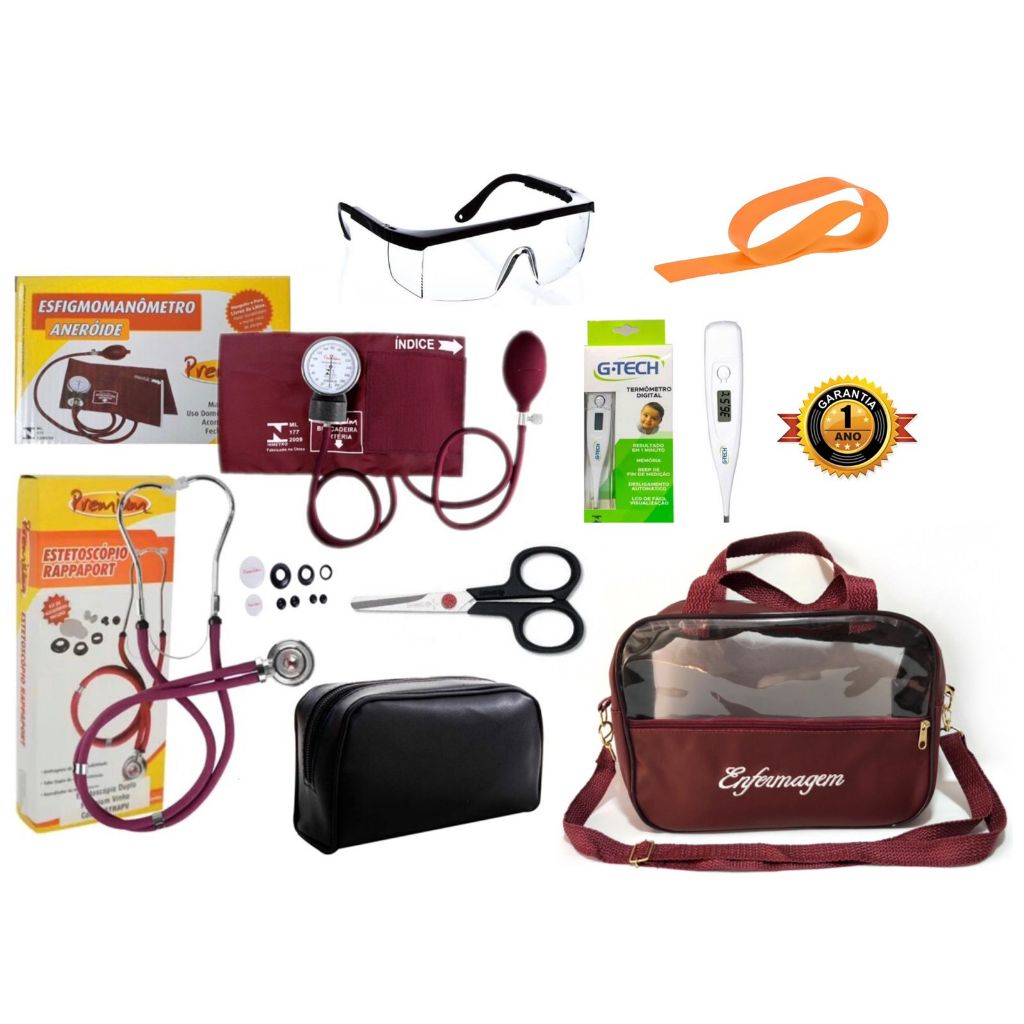 kit enfermagem marsala completo para estágio com 8 itens kit essencial para enfermagem fisioterapia