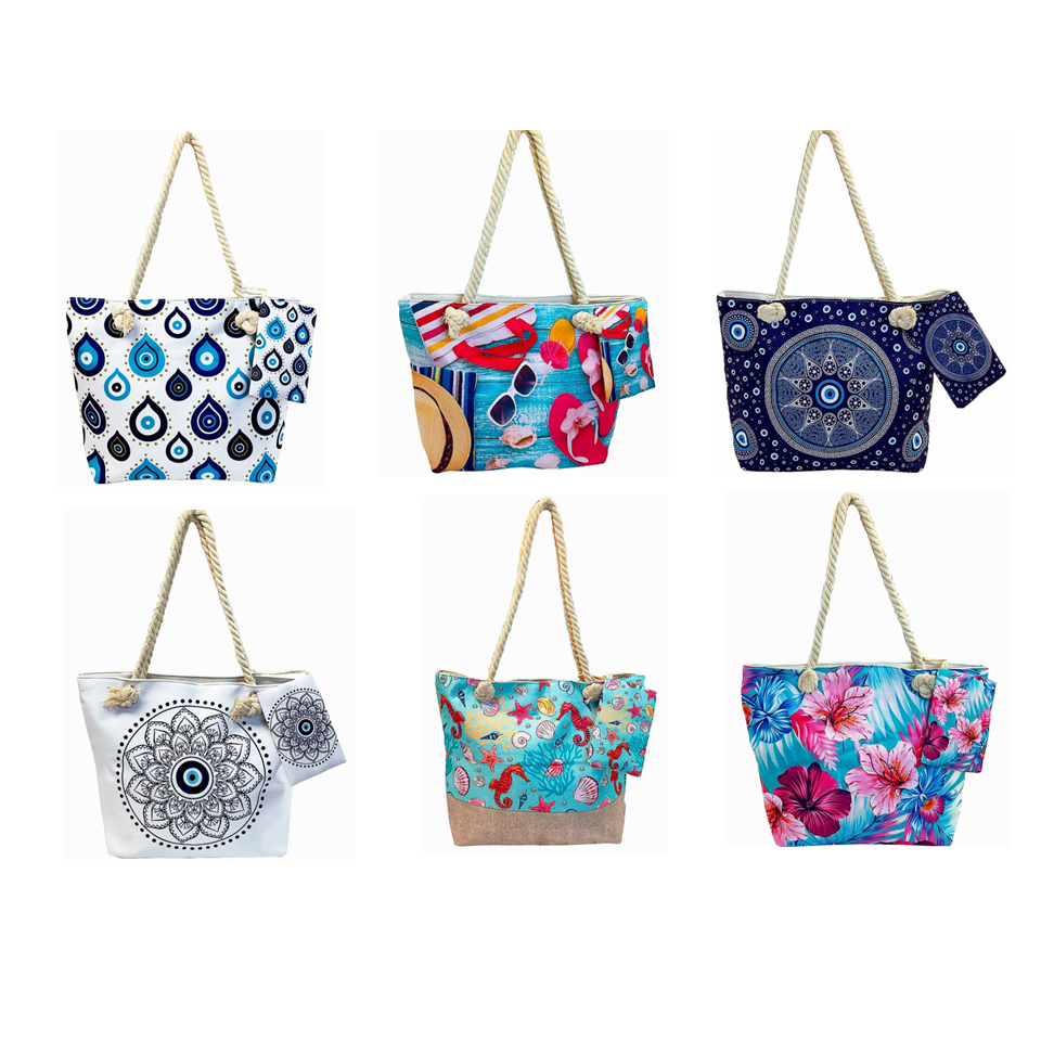Bolsa Sacola de Praia Grande Estampado Verão Com Forro Piscina + Bolsa Carteira - Women Bags