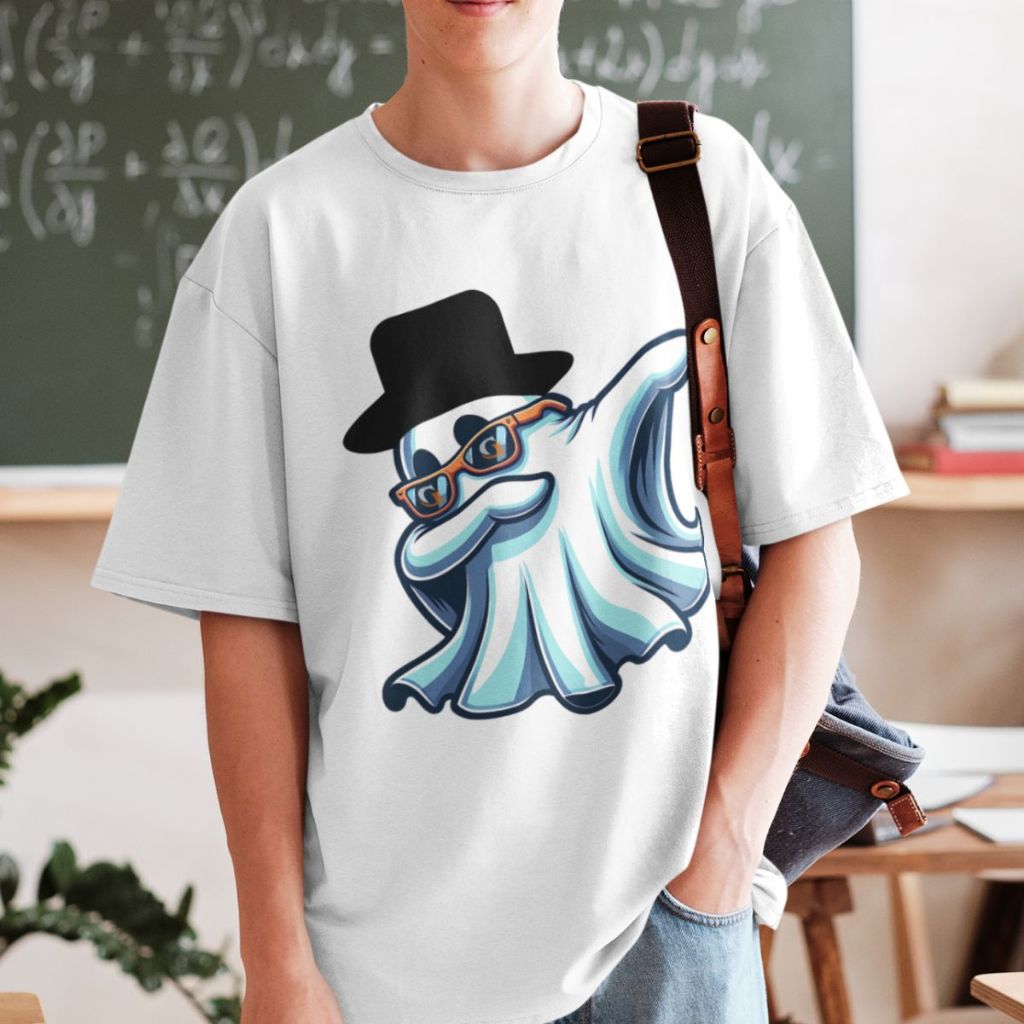 Camiseta Masculina Estampada Cartoon Fantasma Dab Camista Algodão Premium T-shirt Manga Curta GuGi