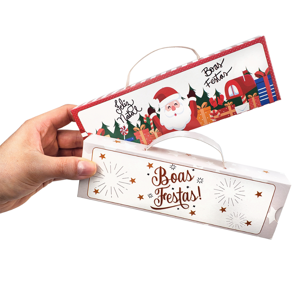 100 Caixas Capa Porta Bis de natal Com Alça. Embalagem de Natal - Monta Fácil. Lembrancinha de Natal