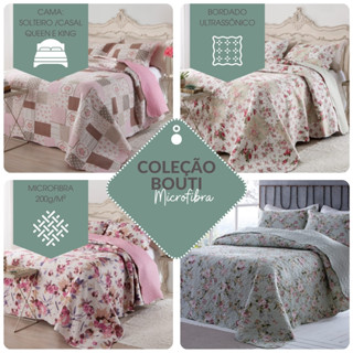 Kit Colcha Cobre leito Dupla Face Casal King Bouti Provence  Bordado Ultrassonico 03 peças