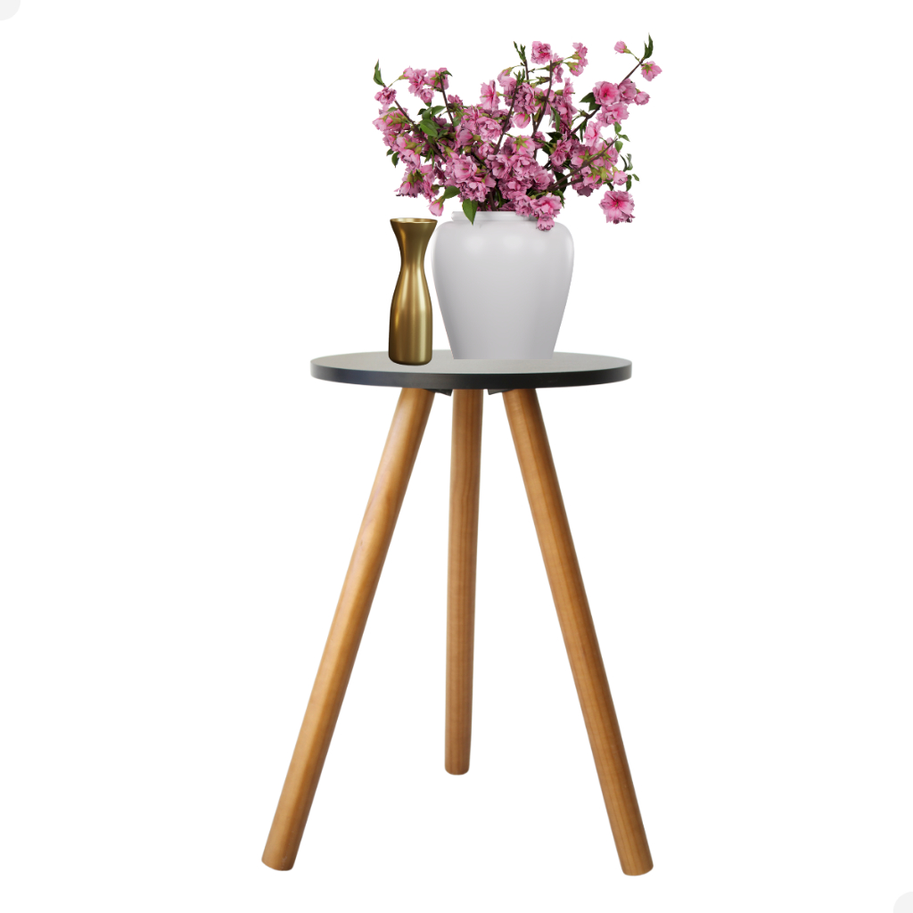 Mesa de Canto Redonda 35x55 Apoio Lateral Sala de Estar Decoração Plantas Controle Remoto Celular Pé Palito Recepção