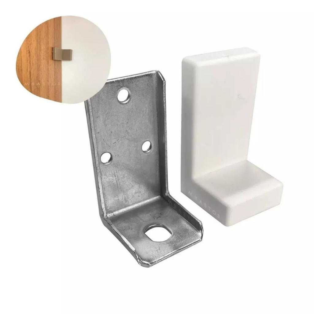 Kit Cantoneiras Suporte Aéreo Fixação P Móveis Reforçada c/ Capa p Armário Guarda-Roupa