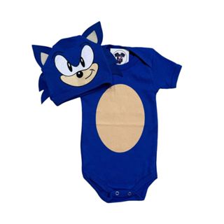 Body Bebe Menino -  Sonic + Touca - Temático em Oferta na Shopee