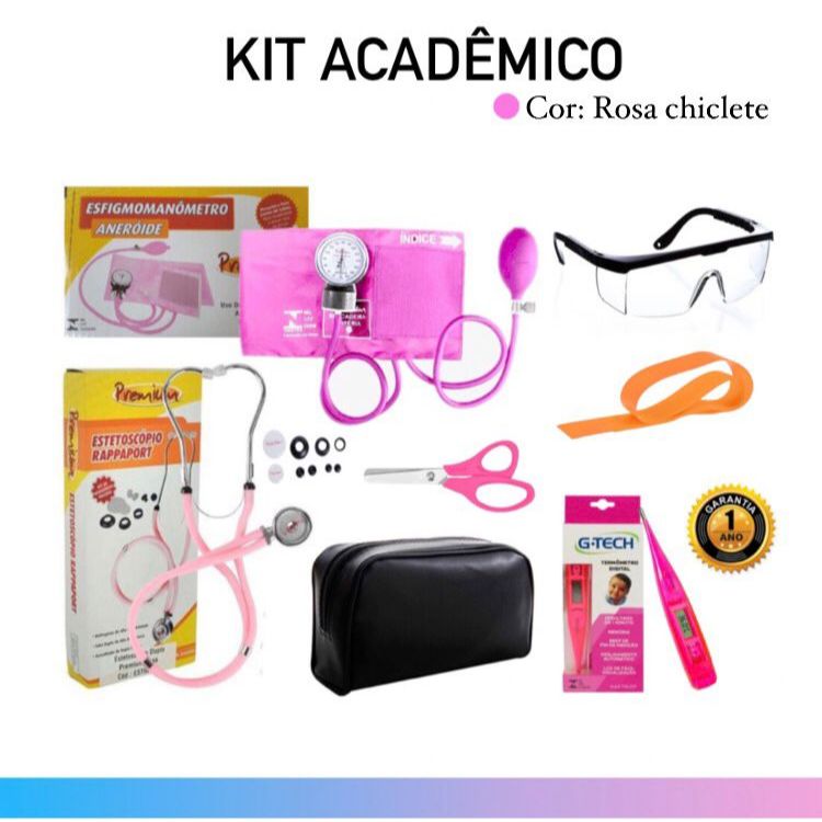 Kit Enfermagem Acadêmico Rosa, Para Enfermeira, Médica, Fisioterapeuta, Veterinária, Etc...