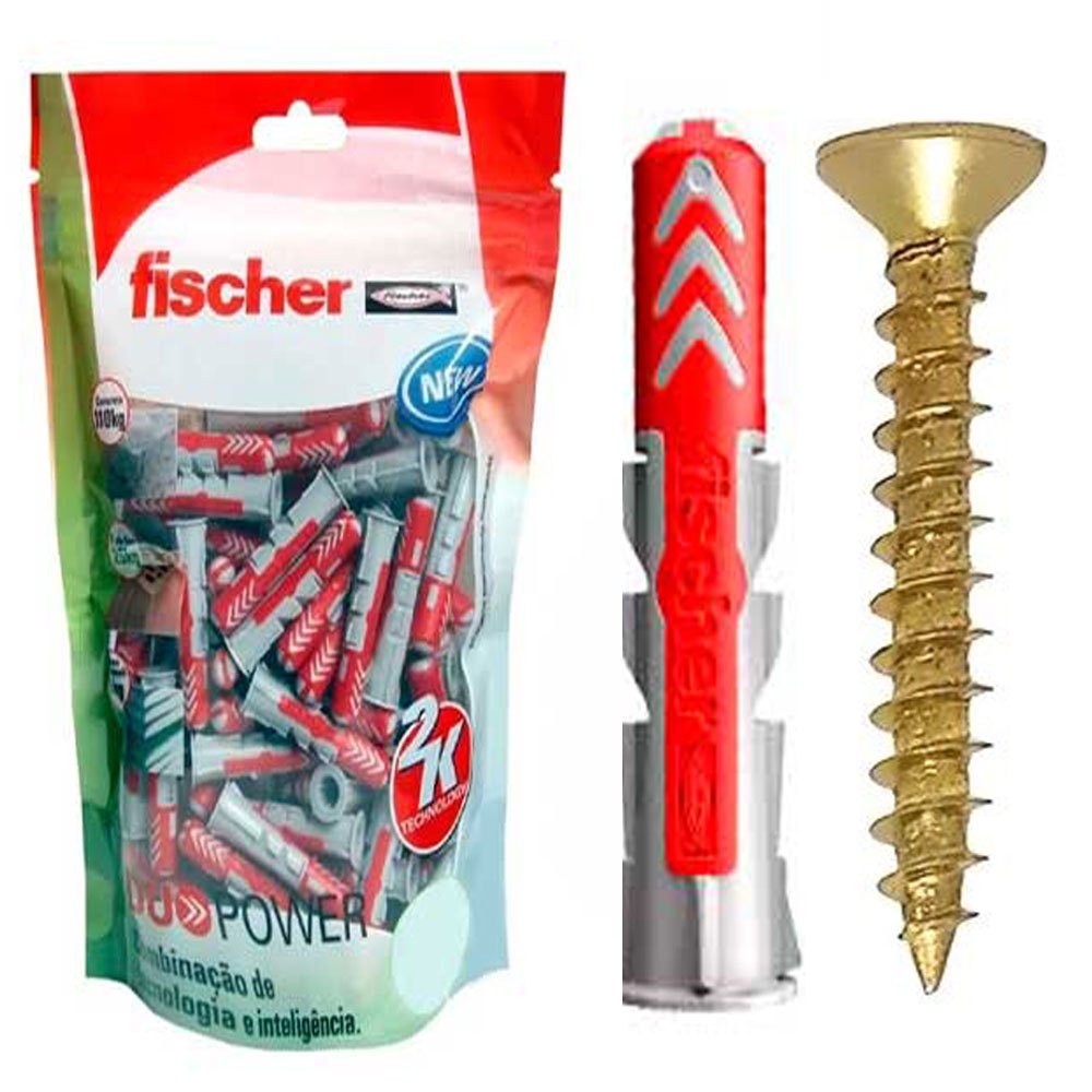 Bucha De Nylon Duopower 6mm Fischer Com Aba E Parafuso 100pçs