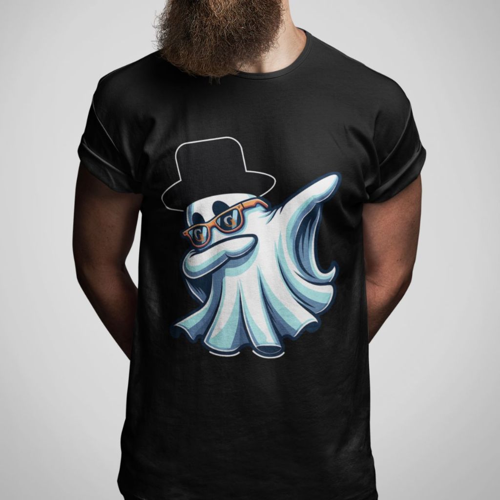 Camiseta Masculina Estampada Fantasma Cartoon Dab T-shirt Manga Curta 100% Algodão Premium Moda GuGi