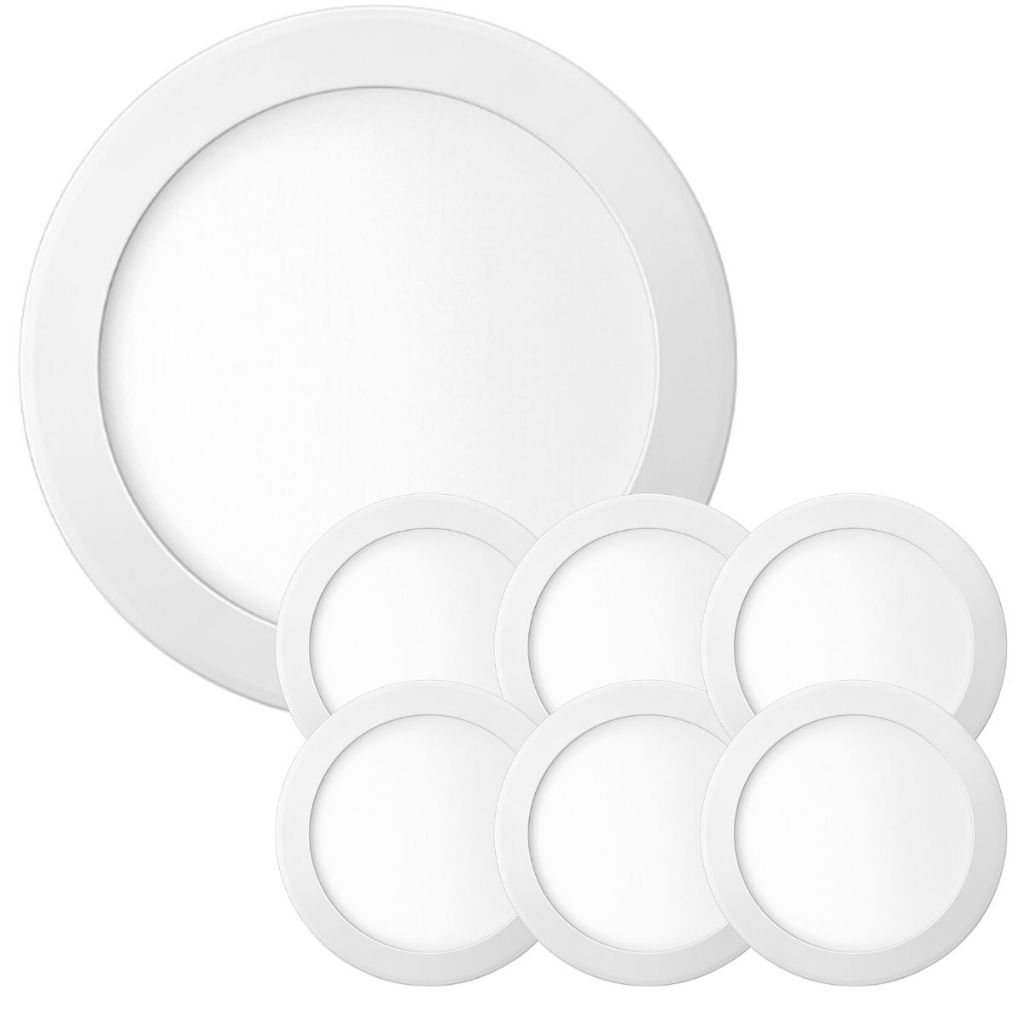 Kit 7 Luminaria Painel Plafon Sobrepor Bivolt Redondo 18w Led Teto - ELGIN