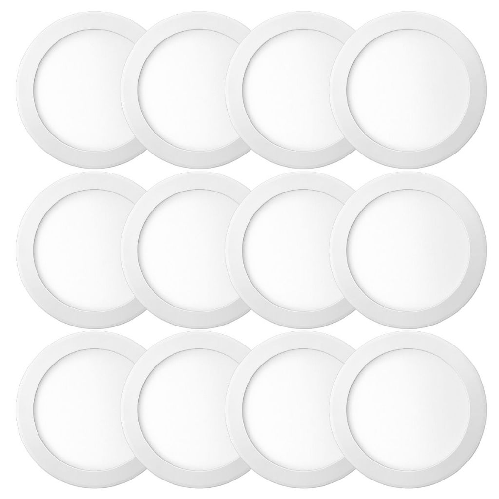 Kit 12 Luminaria Painel Plafon Sobrepor Bivolt Redondo 18w Led Teto - ELGIN
