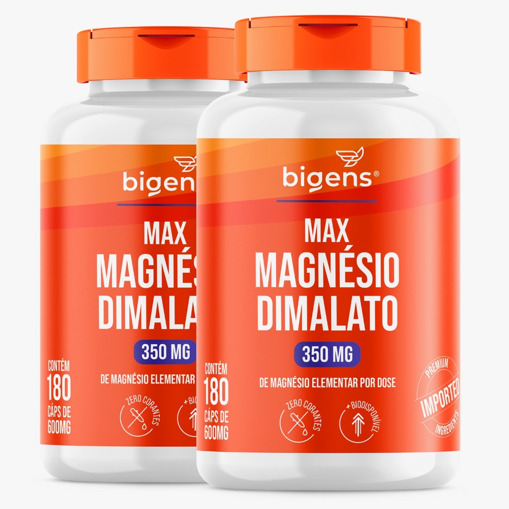 BIGENS KIT 2X MAX MAGNESIO DIMALATO 180 CAPS BIOGENS em Oferta na Shopee