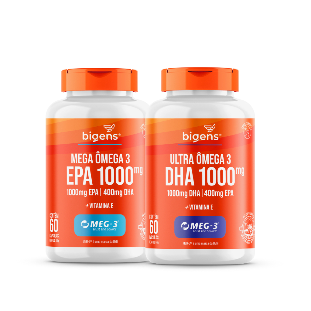 Bigens Kit Mega + Ultra Omega 3 Epa/dha 1000mg Cert.Meg-3 60caps em Oferta na Shopee