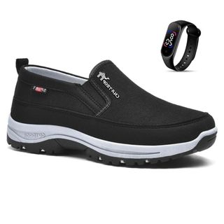 Tenis Sapatilha Mocassin Masculino Casual Adventure de Trilha Reforçado Com Solado Costurado Impermeável + Relogio