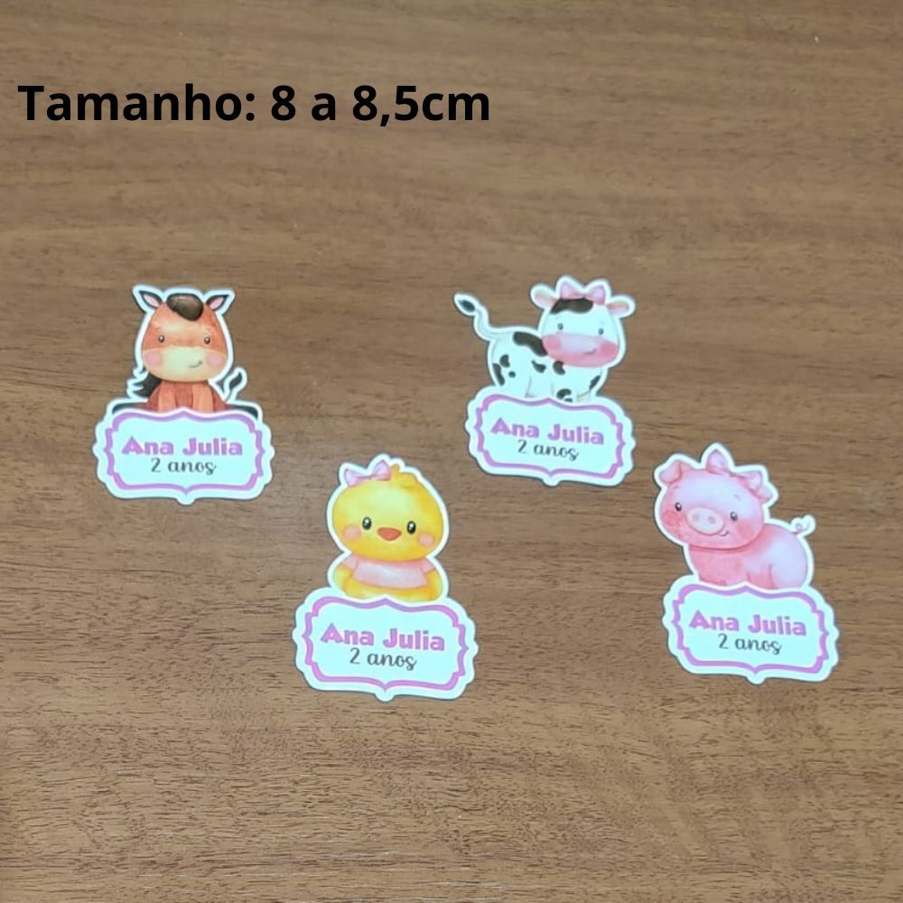 Apliques para tubetes / Tubetes personalizados Fazendinha Menina Rosa - Papel fotográfico - Aniversário - Lembrancinha